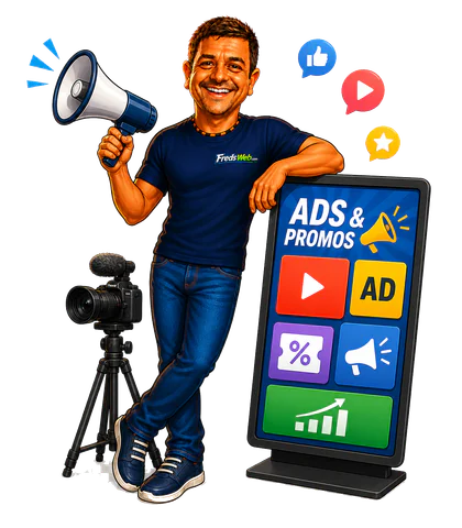 Fred presenting ads and promo tools