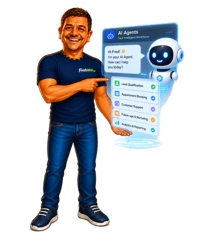 Fred presenting an AI agent interface
