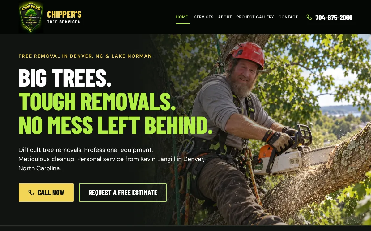 Chipper's Tree Services website preview