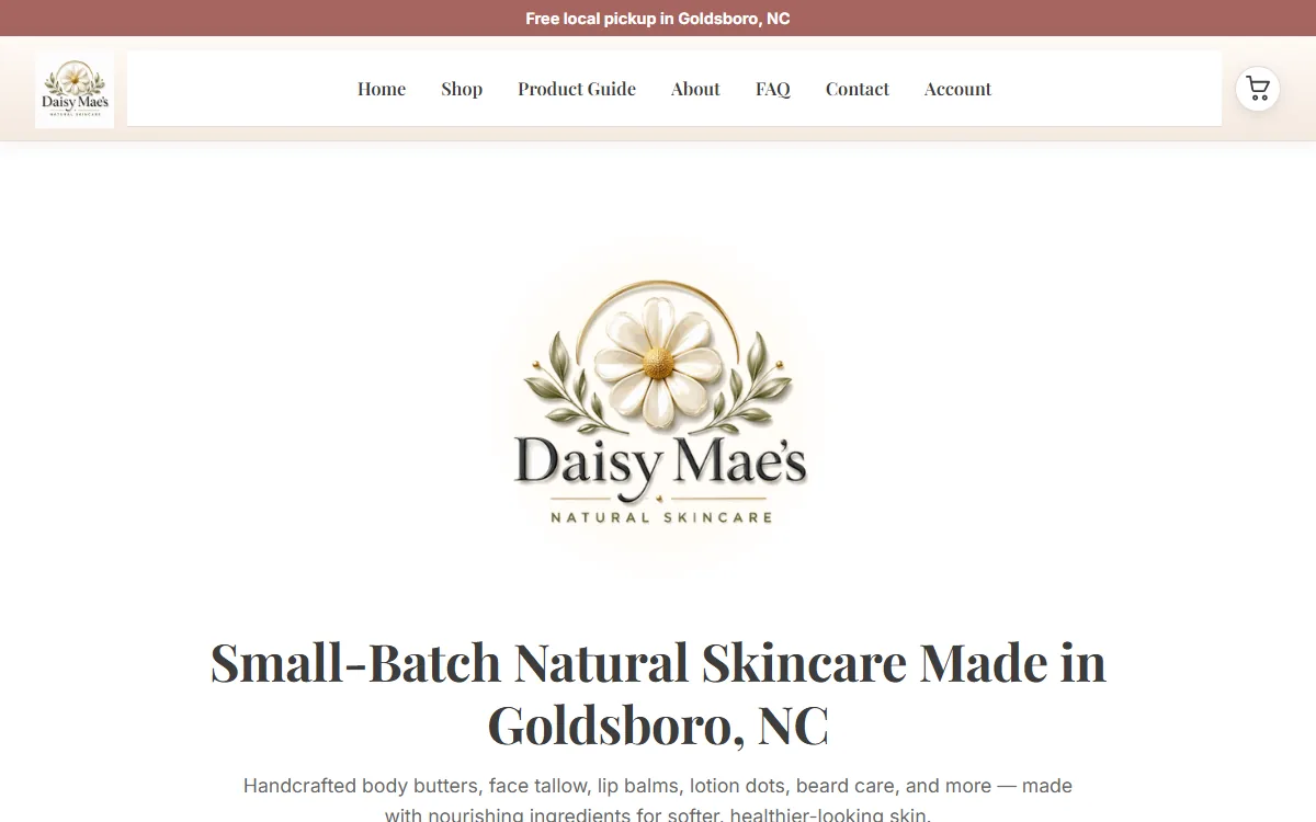 Daisy Mae's Natural Skincare website preview