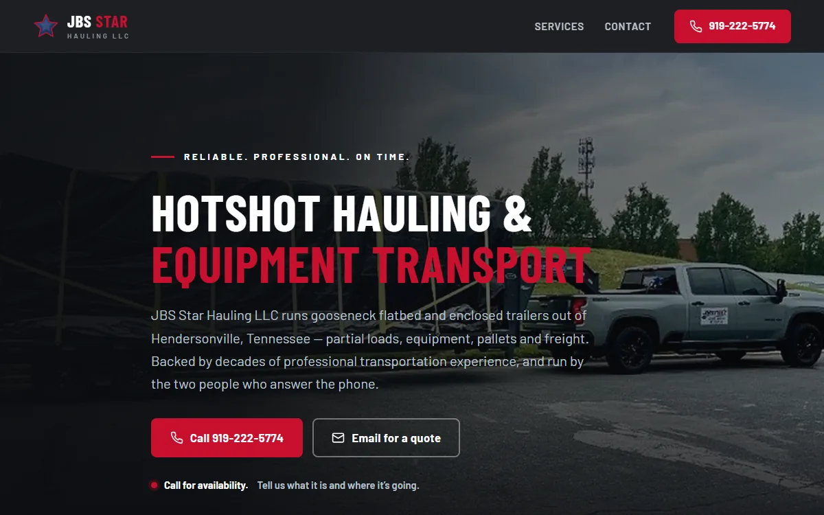 JBS Star Hauling website preview