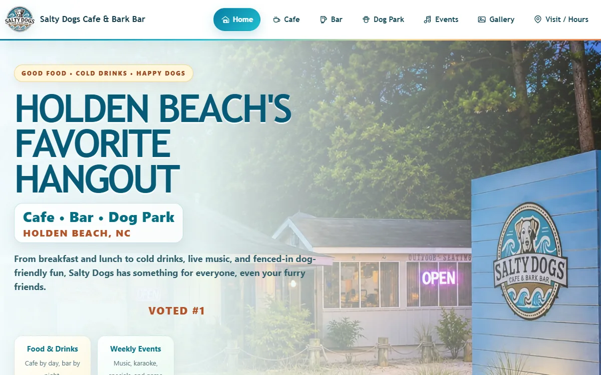 Salty Dogs Cafe & Bark Bar website preview