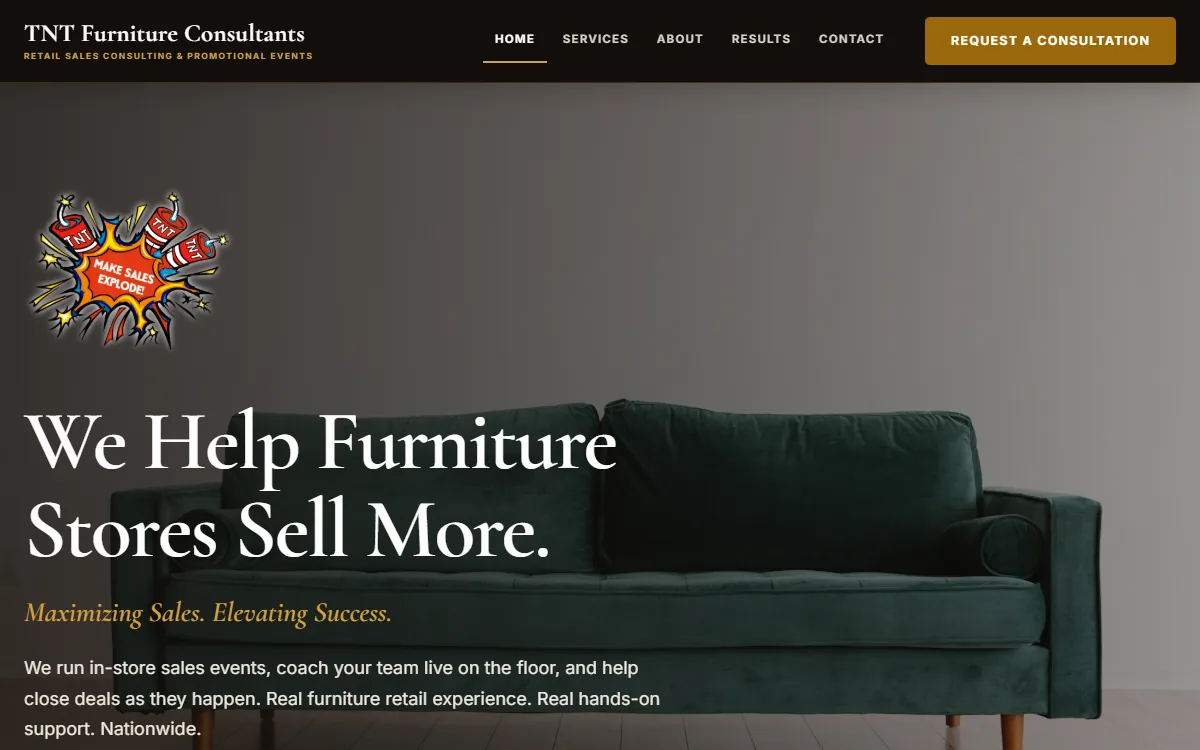 TNT Furniture Consultants website preview