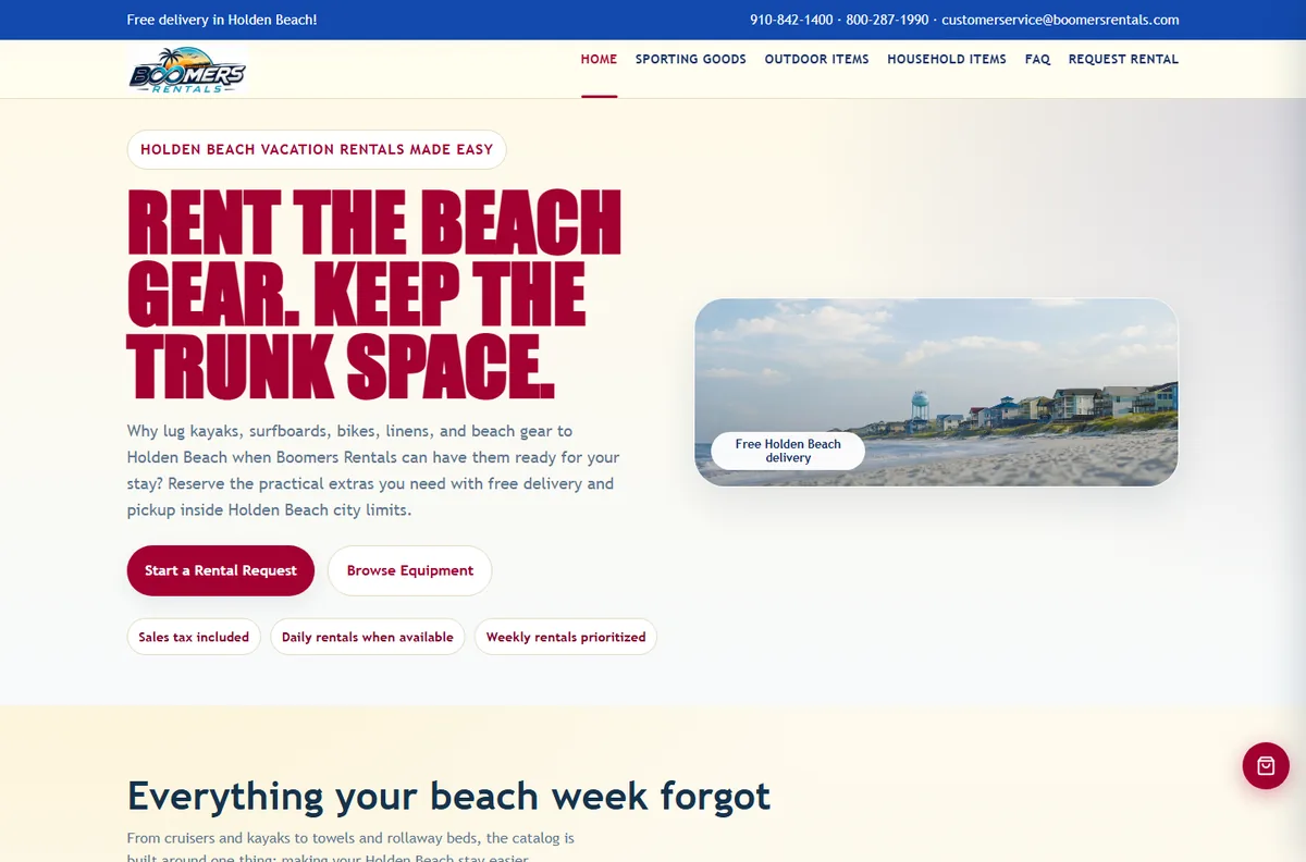 Boomers Rentals Website preview
