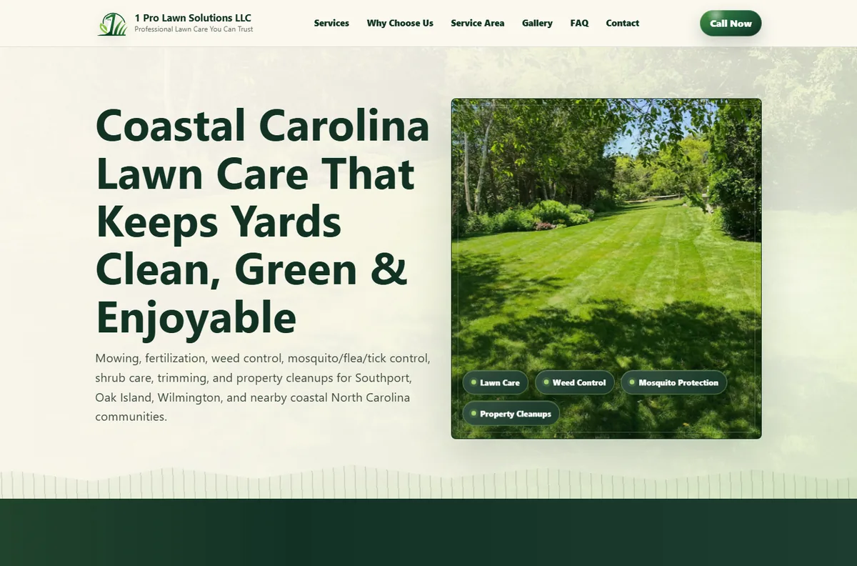 Pro Lawn Solutions Website preview