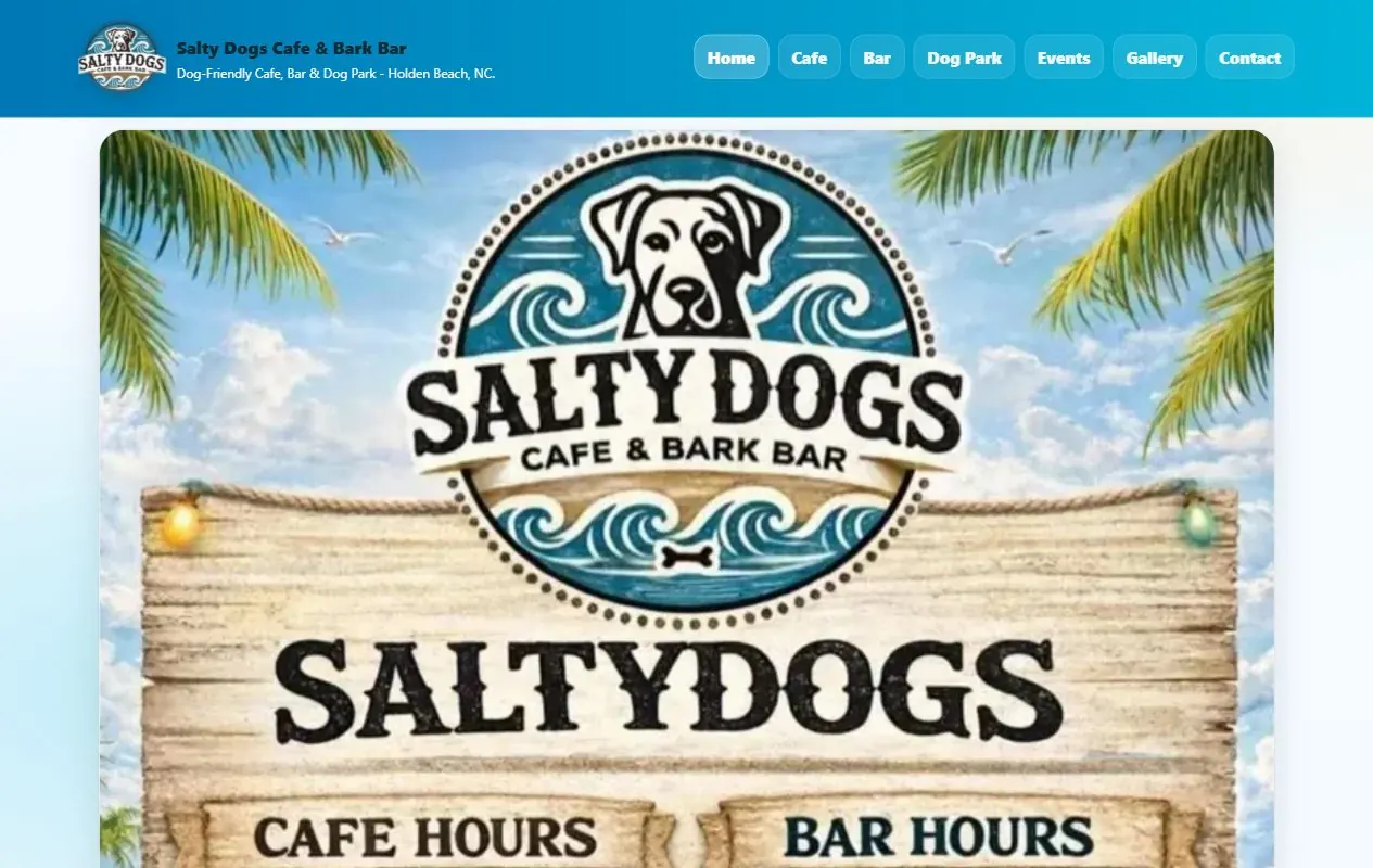 Salty Dogs Cafe public website preview